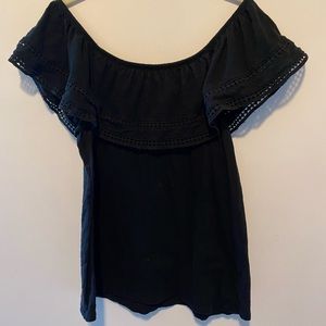 Black blouse from Old Navy, can be worn on or off-the-shoulder